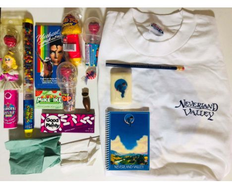 MICHAEL JACKSON PROMO ITEMS. Collection of items obtained by the vendor during a visit to Neverland. To include: bar of soap,