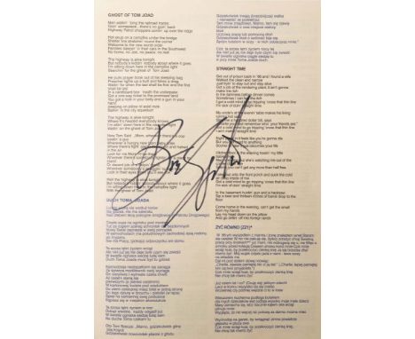 BRUCE SPRINGSTEEN. Two copies of a 1997 programme for the Warsaw, Poland leg of Bruce Springsteen's 'Solo Acoustic' tour, wit