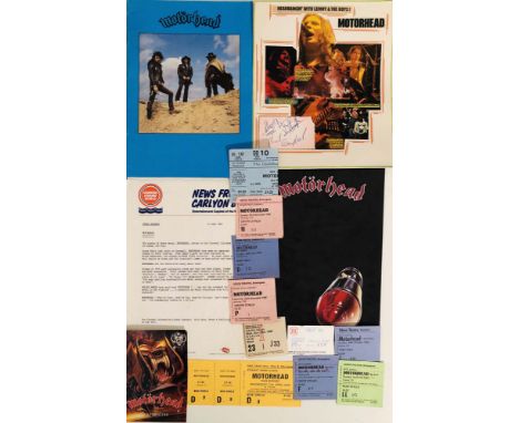 MOTORHEAD. Motorhead memorabilia to include: an untorn Free Trade Hall, Manchester ticket, 8 assorted ticket stubs, an Orgasm