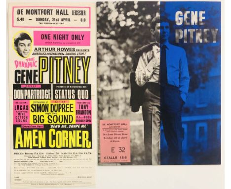 STATUS QUO 1968 HANDBILL/PROGRAMME/TICKET. Collection of early Quo memorabilia to include original handbill for Gene Pitney a
