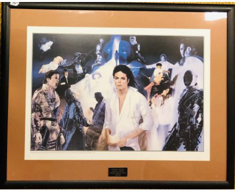 MICHAEL JACKSON. A framed display of a limited edition work by Vincent McKoy titled 'Making History' signed clearly in gold i