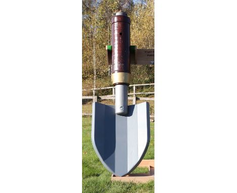 GARDEN TROWEL BIRD BOX,contemporary, a sculptural bird box, modelled as a giant garden trowel, the handle made of stained Dou