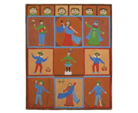 JOSÉ PINTO (Brazilian, 1932-2008)Folk art scenessigned 'José Pinto' and dated '70, oil on canvas81.5 x 65cmCondition report: 