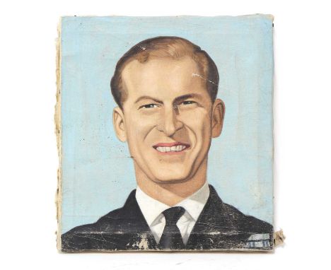 HRH PRINCE PHILIP DUKE OF EDINBURGHportrait of the Duke of Edinburgh in Malta, likely executed between 1949-1951indistinctly 