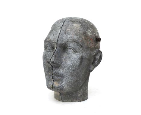 MANNEQUIN HEAD MOULD,c.1930s, a stylish Continental mould for mannequin heads, anodised aluminium, with bolts to the sides, 2
