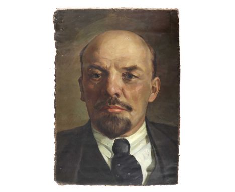 VLADIMIR LENINearly 20th century, a large Russian School head and shoulder portrait of Vladimir Leninunsigned, oil on canvas1