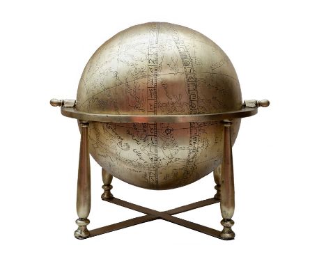 CELESTIAL GLOBE,20th century, possibly Indian, an unusually large, Islamic brass, celestial sphere, the surface with various 