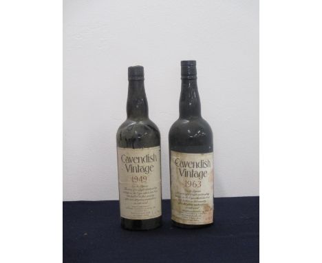 1 bt Cavendish Vintage Vin de Liqueur 1949 bottled after 30 years bs/sl stl 1 bt Cavendish Vintage Vin de Liqueur 1963 bottle