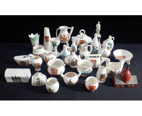 A COLLECTION OF GOSS AND OTHER CRESTED CHINAincluding a model of the Goss kiln (offered on behalf of Buckland Newton Fete)