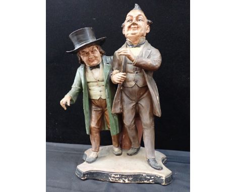A TERRACOTTA FIGURE OF Mr PECKSNIFF AND Mr CHUZZLEWITin the style of Johann Maresch (unmarked) 54cm high (missing walking sti
