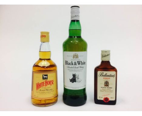 BLACK & WHITE
Bleneded Scotch Whisky
1 litre, 40% volume.
WHITE HORSE
Blended Scotch Whisky
70cl, 40% volume.
BALLANTINE'S FI