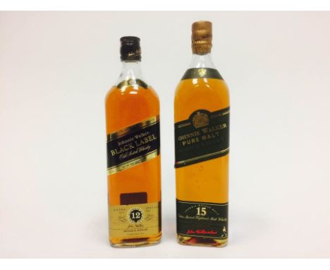 JOHNNIE WALKER PURE MALT 15 YEARS OLD
Blended Scotch Whisky
1 litre, 43% volume.
JOHNNIE WALKER BLACK LABEL AGED 12 YEARS
Ble