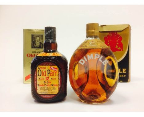 DIMPLE 
Blended Scotch Whisky
70 proof, 26 2/3 fl oz, in carton.
GRAND OLD PARR AGED 12 YEARS
Bleneded Scotch Whisky
750ml, 8