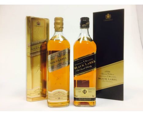 JOHNNIE WALKER GOLD LABEL AGED 18 YEARS
Blended Scotch Whisky
75cl, 43% volume, in carton.
JOHNNIE WALKER BLACK LABEL 'FIRST 