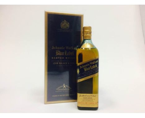 JOHNNIE WALKER BLUE LABEL
Blended Scotch Whisky
Bottle no.T34033 JW, 75cl, 43% volume, in carton. CONDITION REPORT: Very good