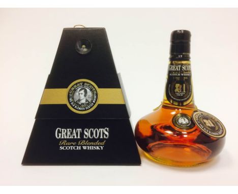 GREAT SCOTS ROBERT BURNS 21 YEARS OLD
Blended Scotch Whisky
70cl, 43% volume, in box. CONDITION REPORT: Very good