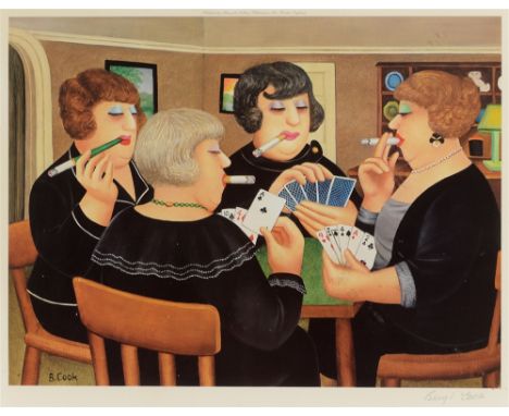 BERYL COOK, O.B.E. (BRITISH, 1926-2008)  'Bridge Party',  colour print, limited edition (unnumbered), published by Alexander 