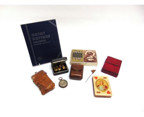 ASSORTED COLLECTABLES comprising a set of six Guinness waistcoat buttons; a Victoria diamond jubilee 1897 pack of commemorati