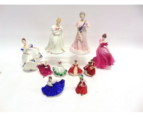 A GROUP OF VARIOUS CERAMIC FIGURINES two Royal Doulton, HN2477 'Denise' and HN3663 'Beatrice'; Coalport 'Ladies of Fashion Al