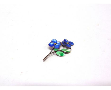 BERNARD INSTONE SILVER & ENAMEL FLORAL SPRAY BROOCH  stamped B1 monogram and 'Sterling Silver', 6.1cm long.