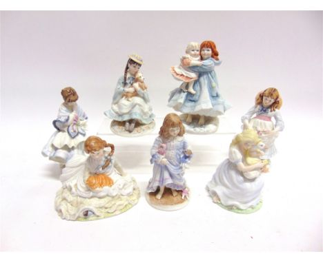 THREE LIMITED EDITION ROYAL WORCESTER FIGURES 'Lullaby', 'Safe at Last', and 'love' and four limited edition Coalport figures