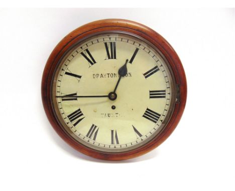 A MAHOGANY CASED 30-HOUR CIRCULAR WALL CLOCK  with single fusee movement, the enamel dial with Roman numerals and inscribed '