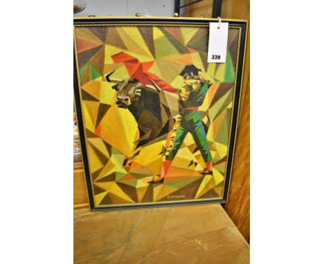 An abstract oil on artist's board signed J. E. Richmond - The Matador 