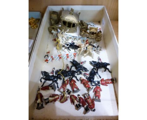 A collection of lead figures and carriages to include Johillco (qty)