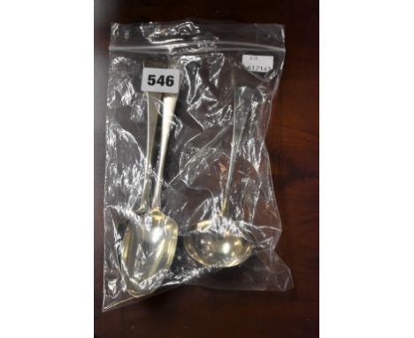 A George III silver sauce ladle William Sumner & Richard Crossley, London 1778, Old English pattern; together with a pair of 