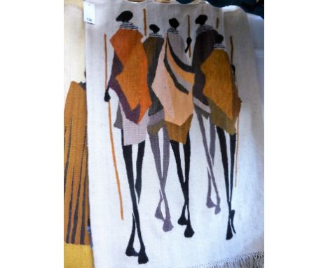 Potters' Setsoto Design Gallery tapestry wall hanging in reds, blues and greens (90cm x 120cm)