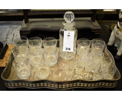A set of eight Waverley of Scotland cut glass whisky tumblers together with a cut glass cylinder decanter; three other tumble
