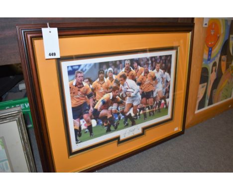 A limited editon signed photograph, Johnny Wilkinson, England versus Australia, numbered 161/250.