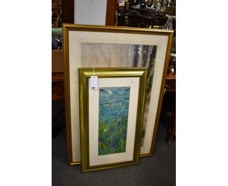 A Julia O 'Keefe silk painting together with 'The Flood In The Darling' W C Piguenit print (2)