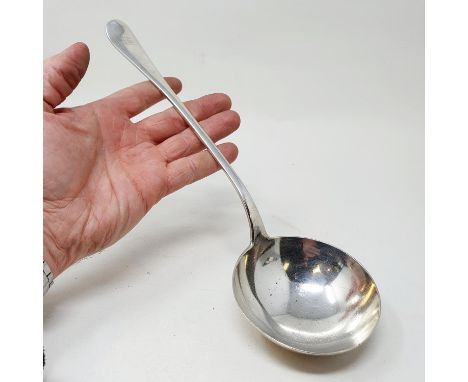 A silver rat tail or Hanoverian soup ladle, monogrammed, Birmingham 1898, 7.9 ozt