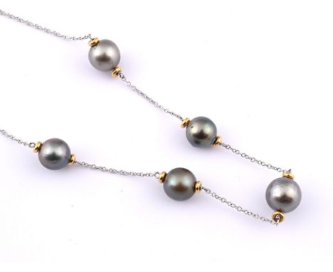 An 18ct mixed gold and South Sea pearl necklace 