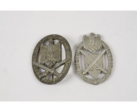 A German General Assault badge, by Assman, makers mark to reverse with number 1, together with an Army Marksmanship lanyard b