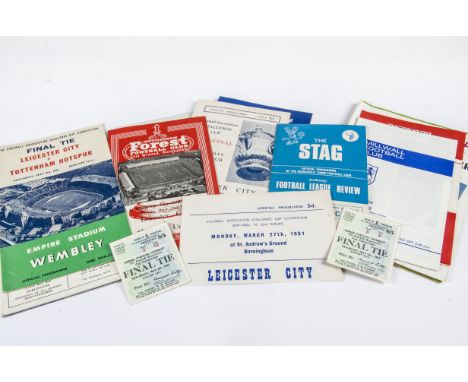Leicester City FC, nineteen programmes FA cup final 1961 V Spurs including two ticket stubs, three programmes for the semi-fi