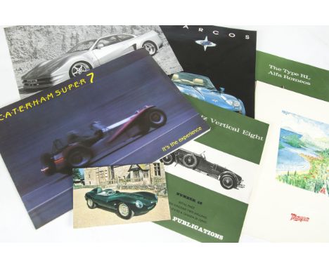 Sports car sales brochures, including uncommon Marcos brochure, circa 1993, complete with price list, a similar era Morgan ex