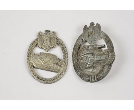 A German Army Tank badge, for the Panzer Lanyard, together with a Panzer Assault badge, both with no visible maker's mark (2)