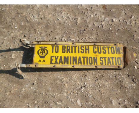 A pre-war AA Enamelled Iron Direction Sign, double-sided post-mounted sign, black lettering on yellow ground inscribed To Bri