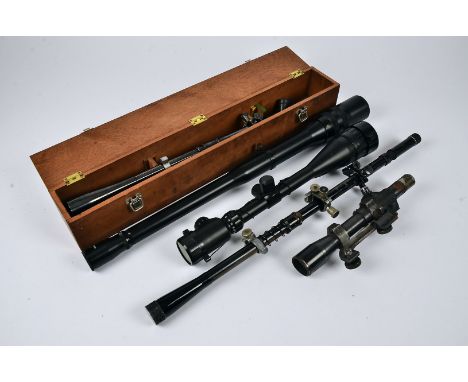 A cased Parker Hale 'Targetscope', together with another similar, Tel Sighting No.32 MkI OS. 466A KL scope, and two modern ex