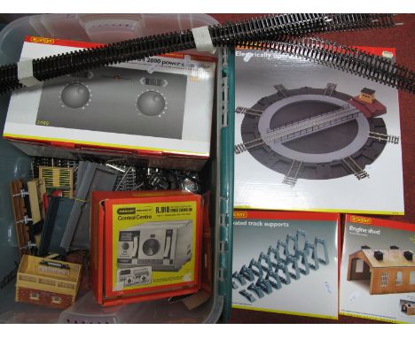 A Quantity of Predominately Hornby "00" Gauge Lineside Accessories, buildings, track including #R070 electrically operated tu