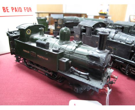 A 7mm "0" Gauge Static Brass Built Kit of a 2-4-0 Tank locomotive, R/No 457 finished in Great Western, signs of wear and disp