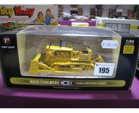 A Boxed First Gear - First Casting Series 1:50th Scale Diecast Model Allis-Calmers HD-21 Crawler, with blade and multi-shank 