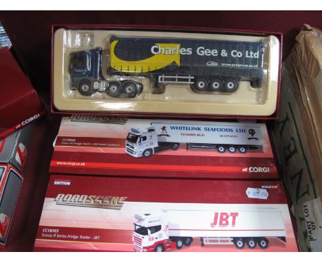 Three Boxed Corgi 1:76th Scale Diecast Model Commercial Vehicles, #CC18002 Volvo FH Fridge Trailer - Whitelink Seafoods, #CC1