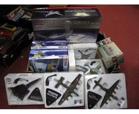 Ten Boxed Diecast Military Aircraft and Tank, by Corgi, Atlas Editions including Corgi 1:72nd scale #AA38201 Douglas C-47A Sk