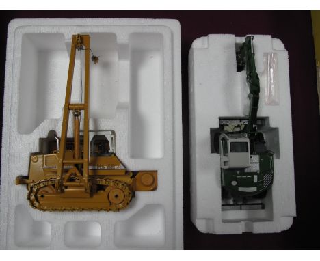 Two Boxed 1:50th Scale Diecast Plant Machinery Models, Conrad #28076/0 RL52 Litronic The Pipelayer - Liebherr, NZG #605/01 A3