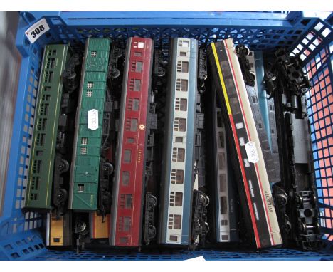 A Quantity of "00" Gauge Eight Wheeled Coaches, by Hornby, Lima, Triang, assorted British liveries noted, including Intercity
