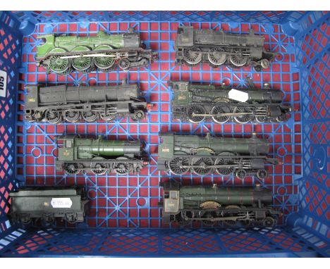 Seven "00" Gauge 4mm Locomotives and One Tender, both white metal kit built and made up of a combination of parts, locomotive