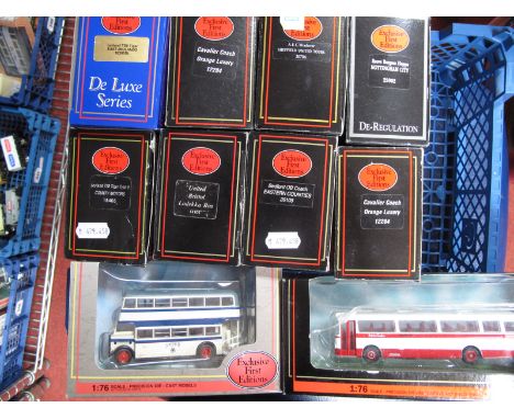 Ten EFE 1:76th Scale Diecast Model Buses, including #20704 A.E.C. Windover Sheffield United Tours, #26326 Guy Arab II Utility